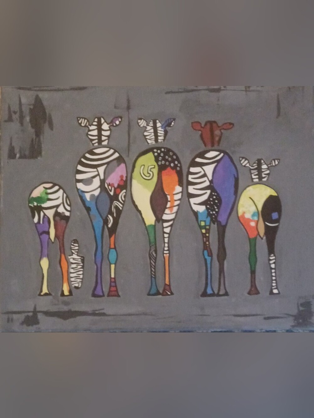 Original Acrylic Colorful Zebra Art Painting